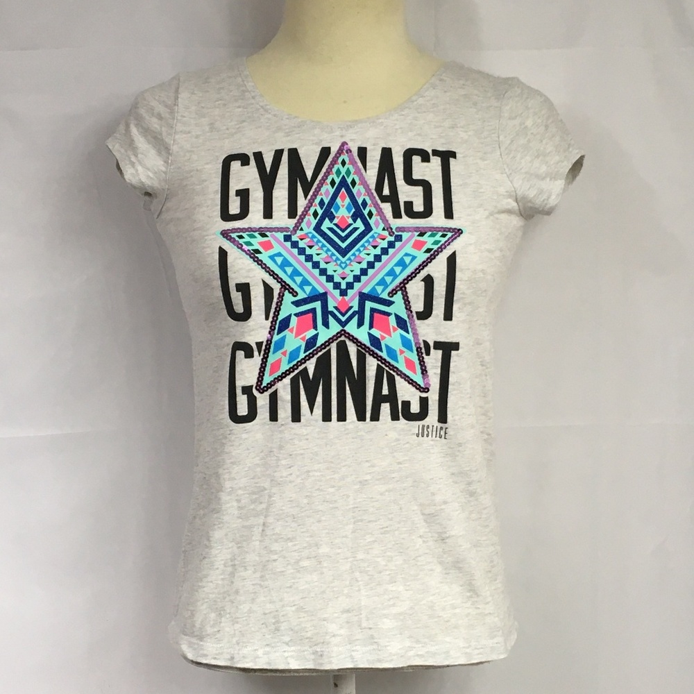 Grey Justice Gymnast Tee Shirt Sz 8
